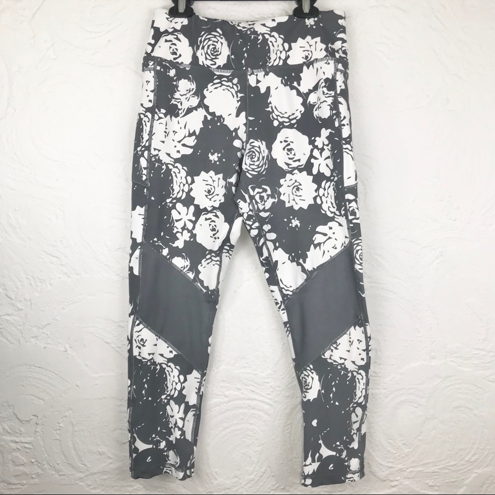 Floral Gray and White Women's Pants